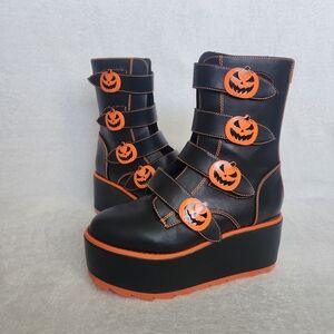 🎃 YRU Size 8 Limited Edition Halloween Jack O Lantern Platform Boots 🎃